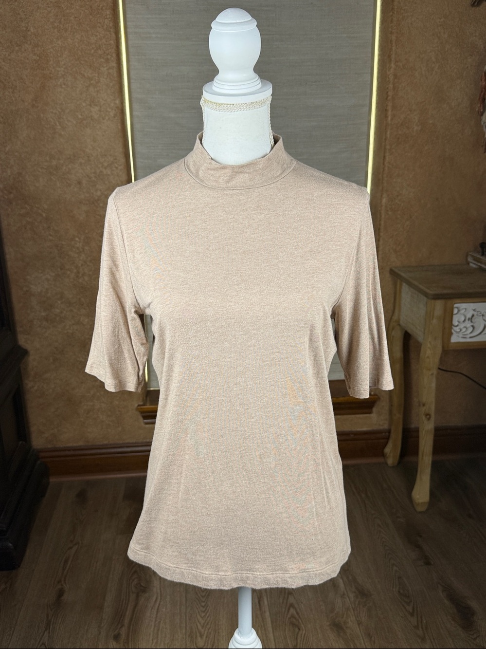 Banana Republic Mock Neck Top Tan/Oatmeal